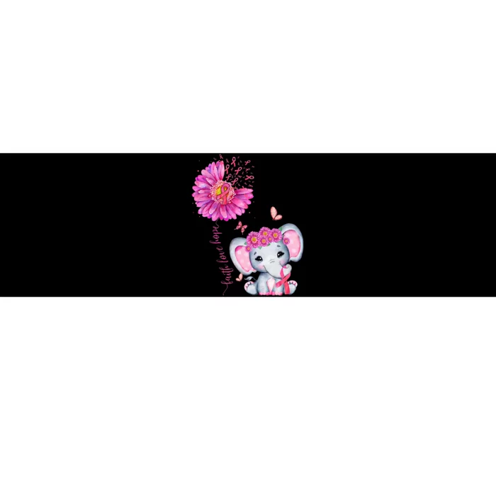 Breast Cancer Cute Elephant With Sunflower And Pink Ribbon Bumper Sticker