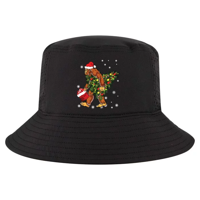 Bigfoot Carrying Christmas Tree Sasquatch Believer Pajama Cool Comfort Performance Bucket Hat