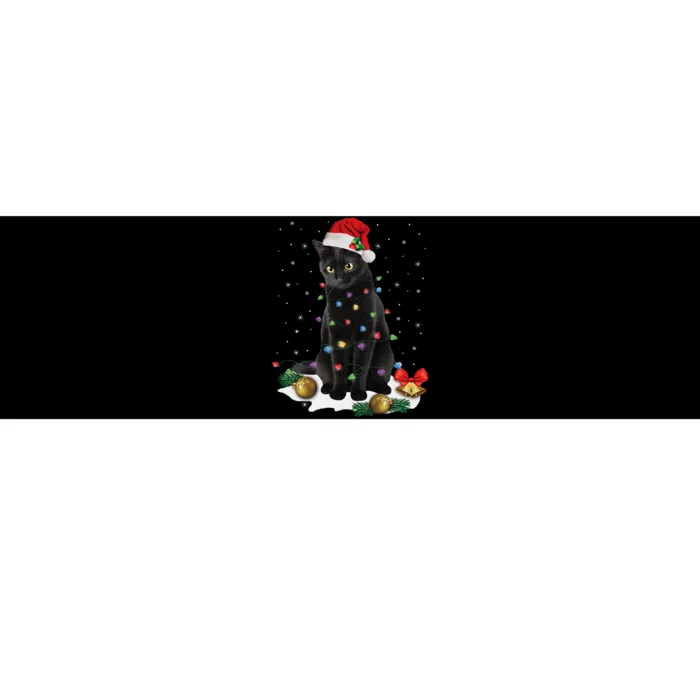 Black Cat Christmas Lights Santa Funny Cat Dad Mom Xmas Bumper Sticker