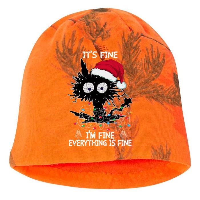 Black Cat christmas It's Fine I'm Fine Everything Is Fine Kati - Camo Knit Beanie