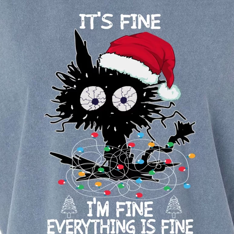 Black Cat christmas It's Fine I'm Fine Everything Is Fine Garment-Dyed Women's Muscle Tee