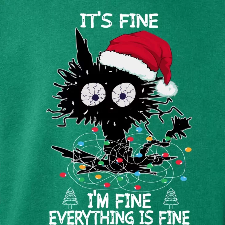 Black Cat christmas It's Fine I'm Fine Everything Is Fine Toddler Hoodie