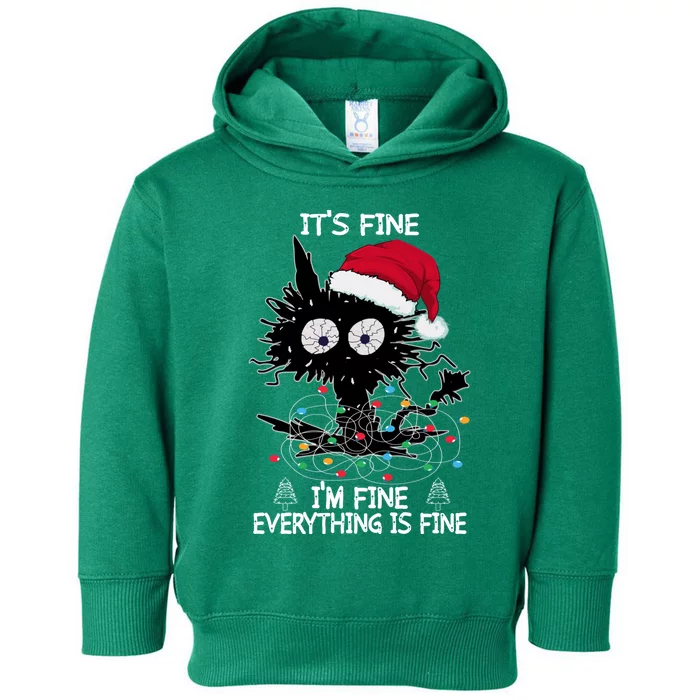 Black Cat christmas It's Fine I'm Fine Everything Is Fine Toddler Hoodie