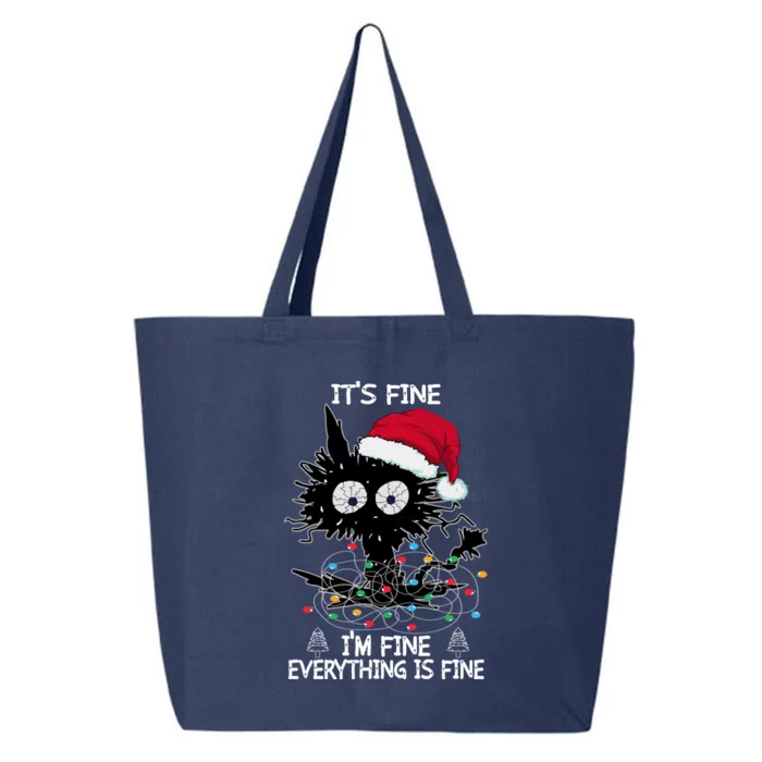 Black Cat christmas It's Fine I'm Fine Everything Is Fine 25L Jumbo Tote