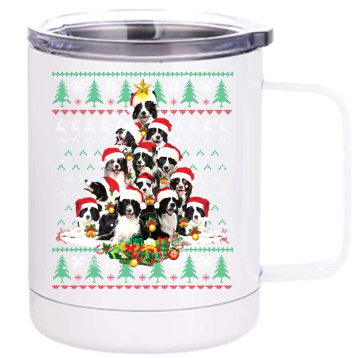 Border Collie Christmas Dog Lover Gift Ugly Sweater Xmas Gift Front & Back 12oz Stainless Steel Tumbler Cup