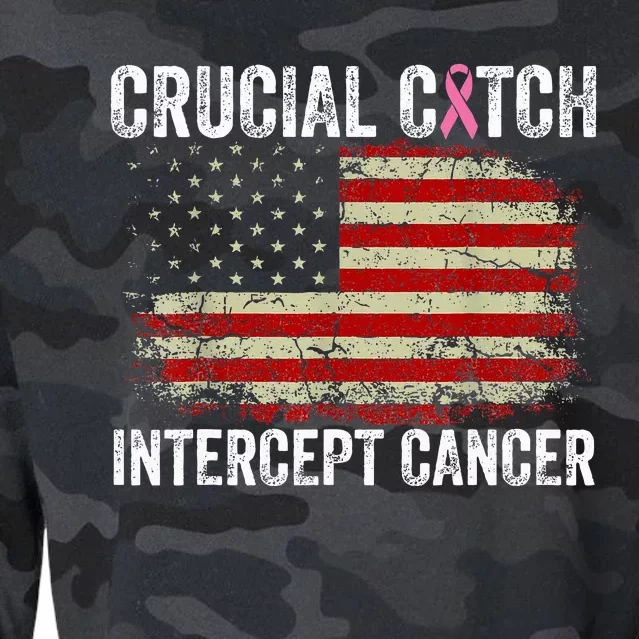 Breast Cancer Crucial A Catch Intercept Cancer Cropped Pullover Crew