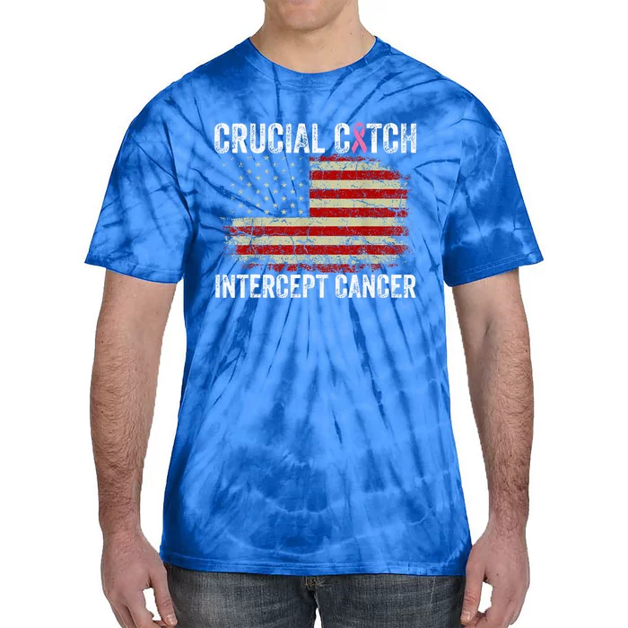 Breast Cancer Crucial A Catch Intercept Cancer Tie-Dye T-Shirt