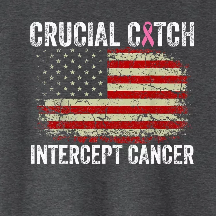 Breast Cancer Crucial A Catch Intercept Cancer Women's Crop Top Tee