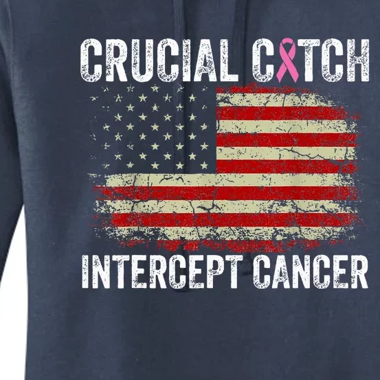 Breast Cancer Crucial A Catch Intercept Cancer Women's Pullover Hoodie