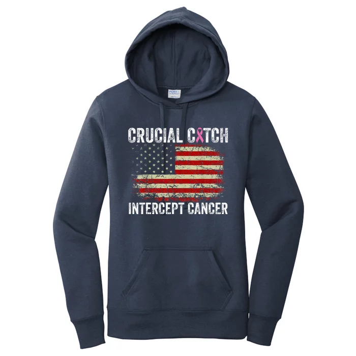 Breast Cancer Crucial A Catch Intercept Cancer Women's Pullover Hoodie