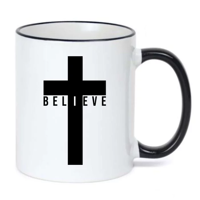 Believe Christian Cross Religious Black Color Changing Mug