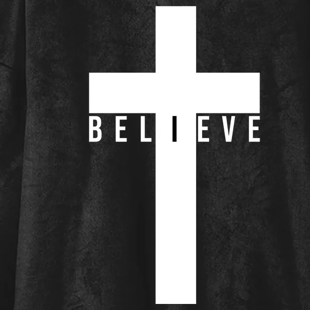 Believe Christian Cross Religious Hooded Wearable Blanket