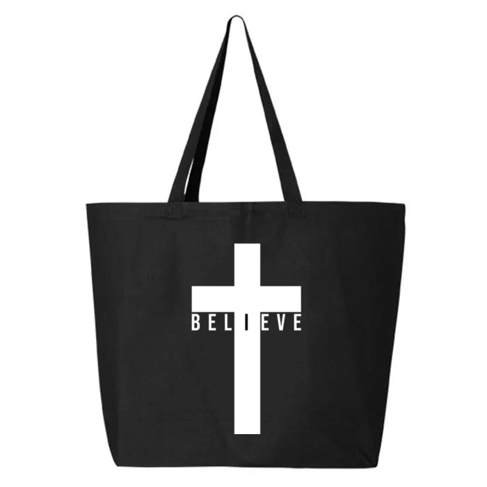 Believe Christian Cross Religious 25L Jumbo Tote