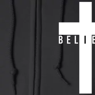 Believe Christian Cross Religious Full Zip Hoodie