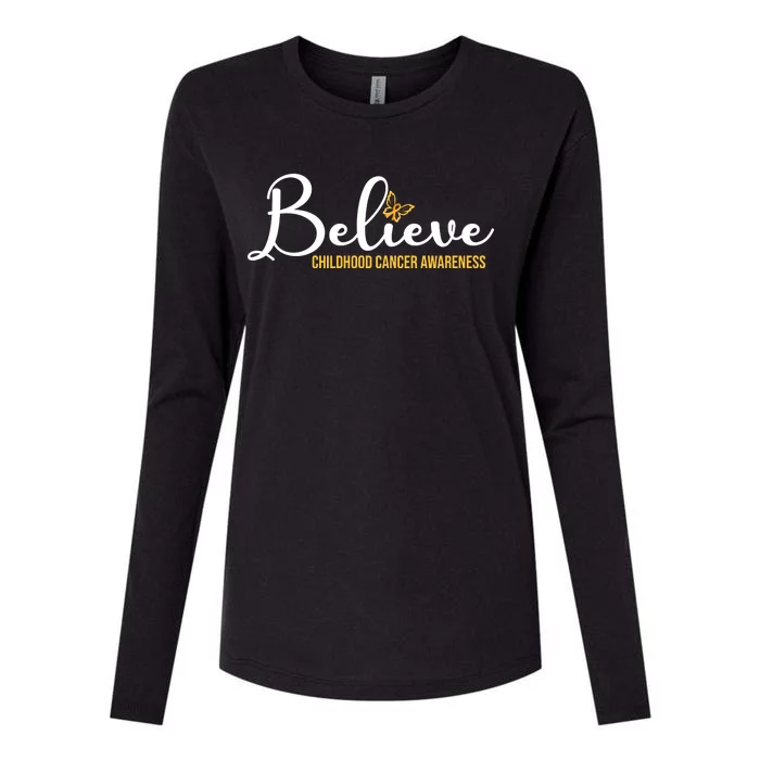 Believe Childhood Cancer Awareness Womens Cotton Relaxed Long Sleeve T-Shirt