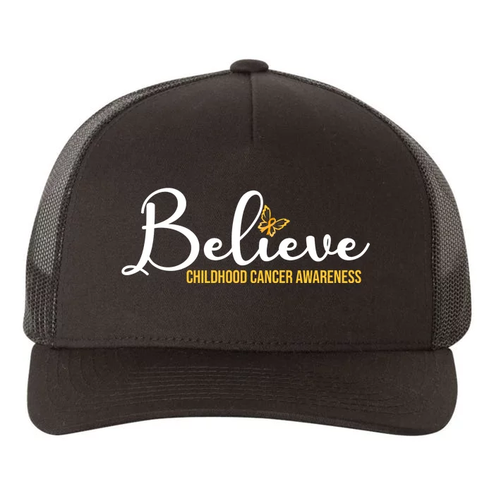 Believe Childhood Cancer Awareness Yupoong Adult 5-Panel Trucker Hat