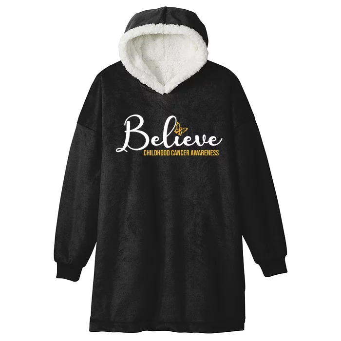 Believe Childhood Cancer Awareness Hooded Wearable Blanket