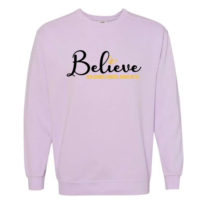 Believe Childhood Cancer Awareness Garment-Dyed Sweatshirt