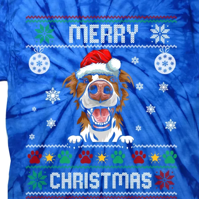 Border Collie Christmas Funny Dog Lover Xmas Ugly Sweater Cool Gift Tie-Dye T-Shirt