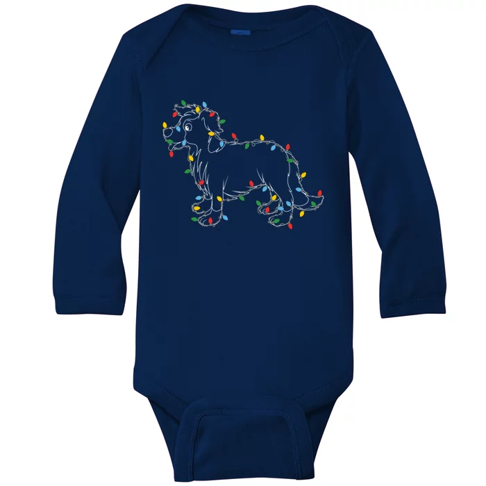 Border Collie Christmas Lights Dog Lover Ugly Sweater Xmas Cool Gift Baby Long Sleeve Bodysuit