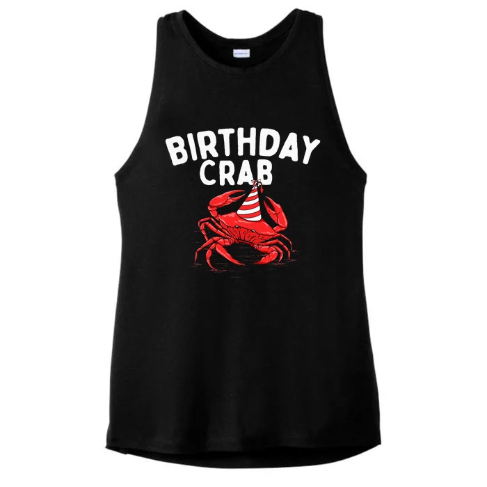 Birthday Crab Crustacean Animal Lover Beach Seafood Ladies Tri-Blend Wicking Tank