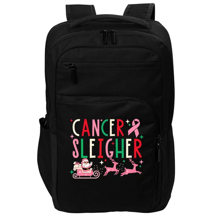 Breast Cancer Christmas Pink Ribbon Santa Sleigh Reindeer Impact Tech Backpack