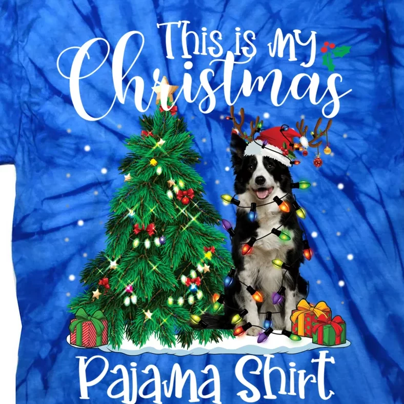 Border Collie Christmas Lights Funny Pajama Dog Lover Xmas Funny Gift Tie-Dye T-Shirt