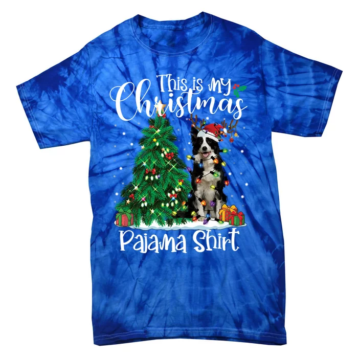 Border Collie Christmas Lights Funny Pajama Dog Lover Xmas Funny Gift Tie-Dye T-Shirt