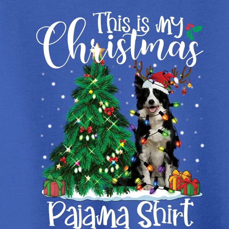 Border Collie Christmas Lights Funny Pajama Dog Lover Xmas Funny Gift Toddler T-Shirt