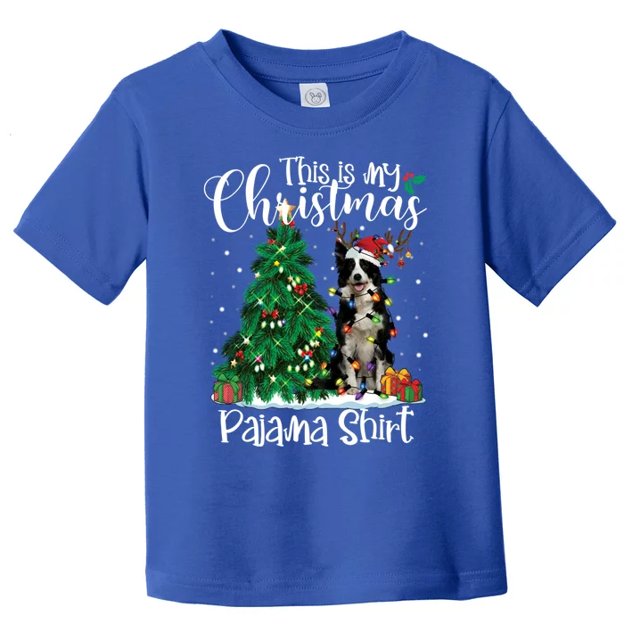 Border Collie Christmas Lights Funny Pajama Dog Lover Xmas Funny Gift Toddler T-Shirt