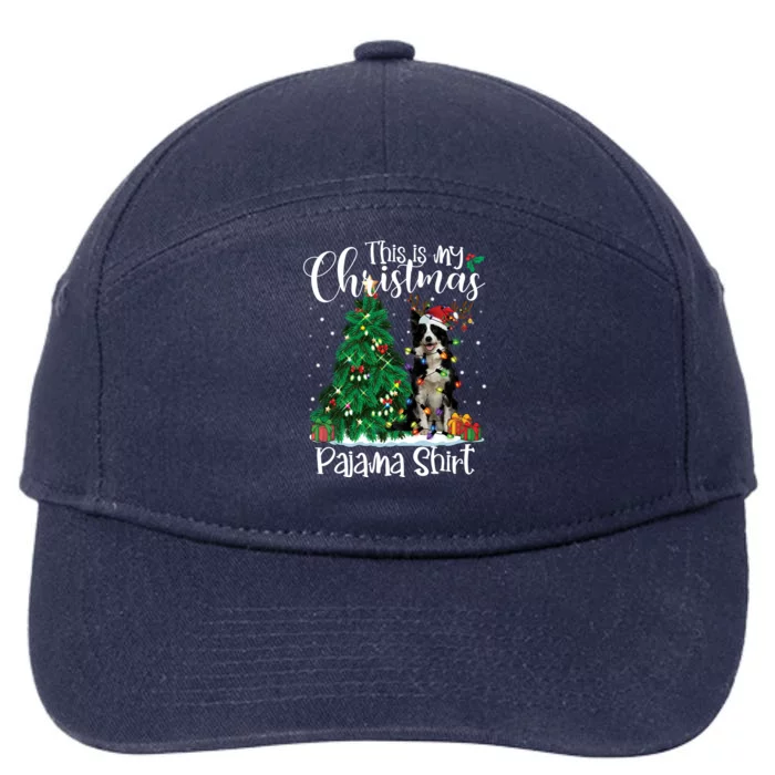 Border Collie Christmas Lights Funny Pajama Dog Lover Xmas Funny Gift 7-Panel Snapback Hat