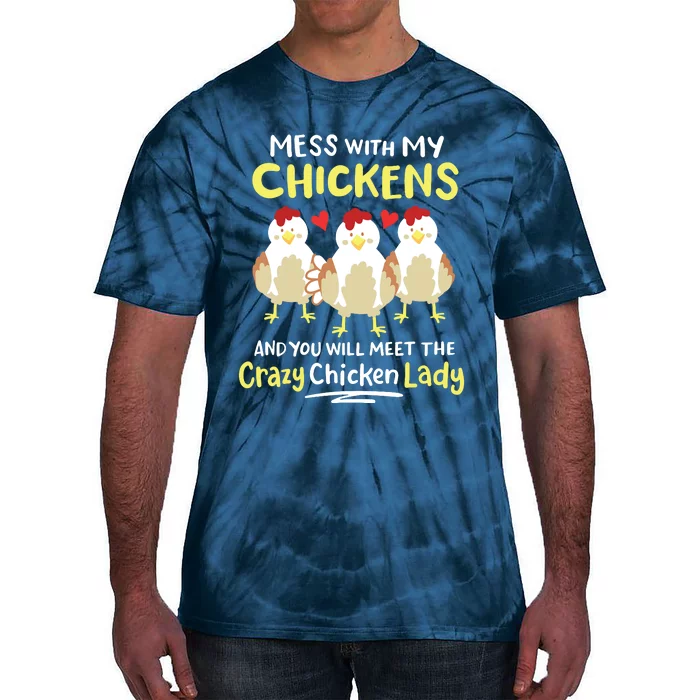 Backyard Crazy Chicken Lady Womens Farmer Tie-Dye T-Shirt