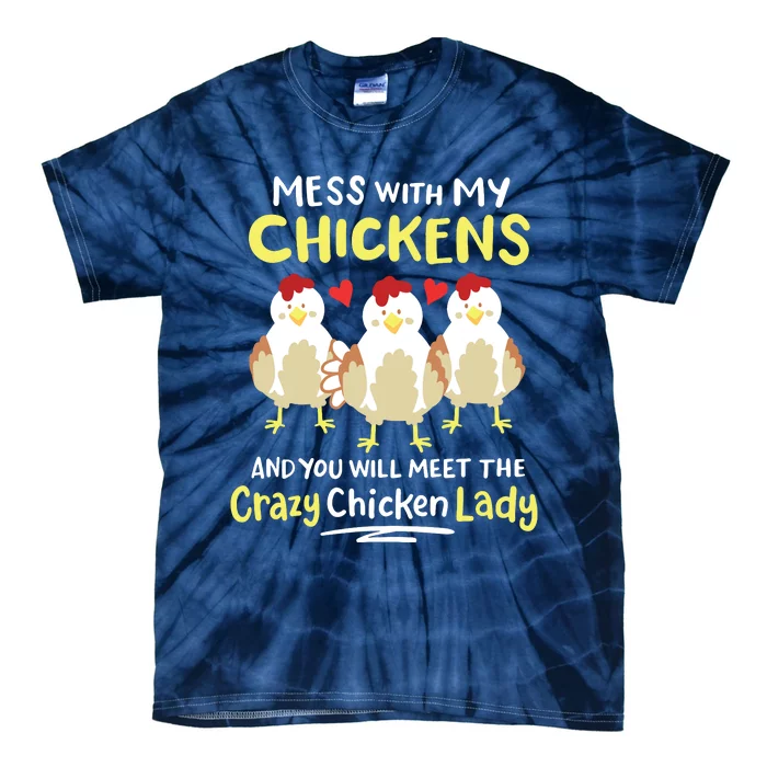 Backyard Crazy Chicken Lady Womens Farmer Tie-Dye T-Shirt