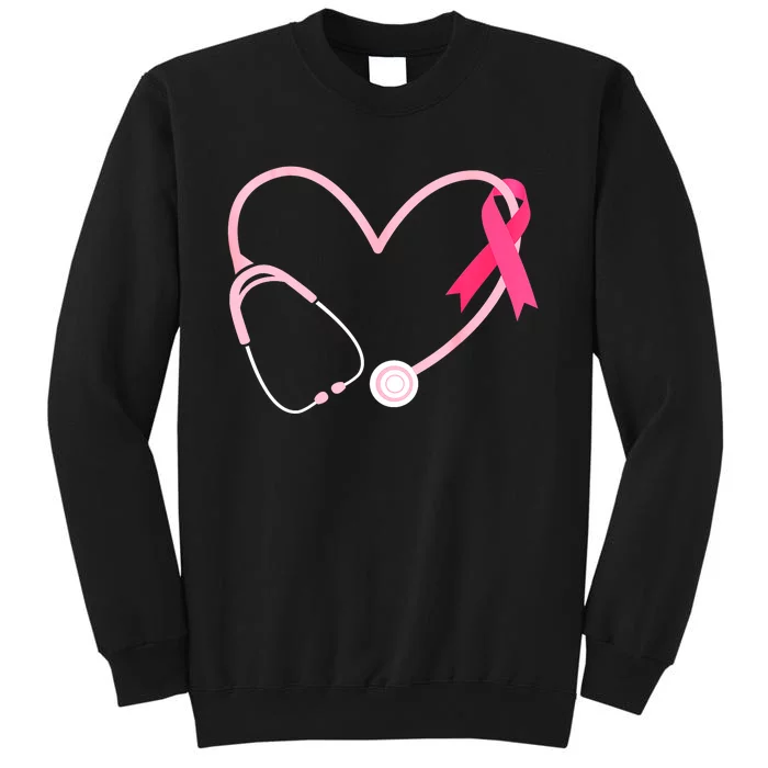 Breast Cancer Cute Doctor Nurse Heart Love Ribbon Cute Gift Tall Sweatshirt