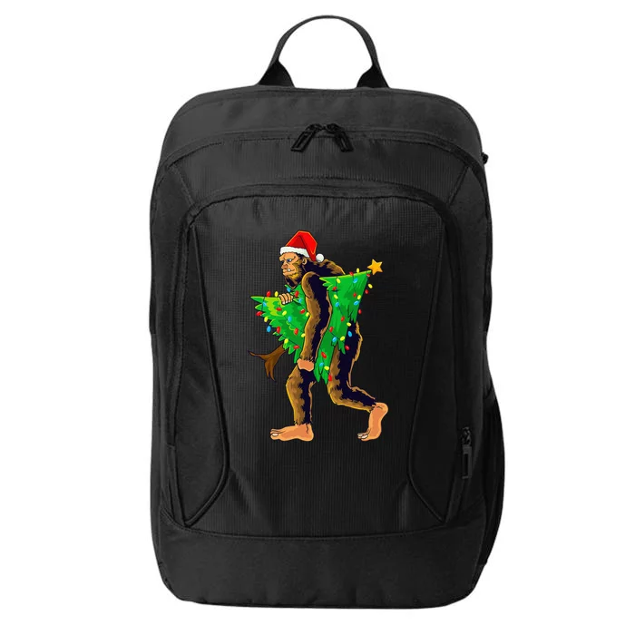 Bigfoot Carrying Christmas Tree Sasquatch Believer Pajama City Backpack