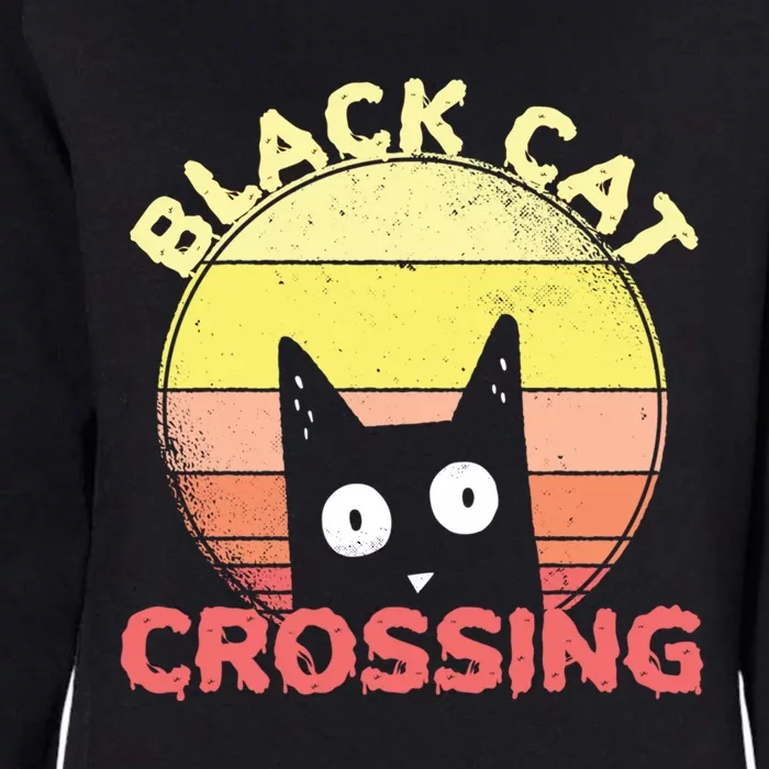 Black Cat Crossing Cute Cat Fan Halloween Gift Womens California Wash Sweatshirt