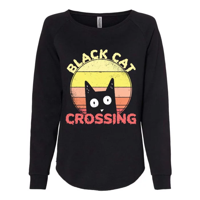 Black Cat Crossing Cute Cat Fan Halloween Gift Womens California Wash Sweatshirt