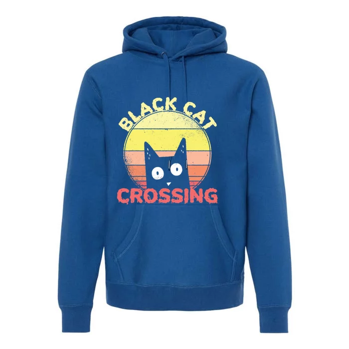 Black Cat Crossing Cute Cat Fan Halloween Gift Premium Hoodie