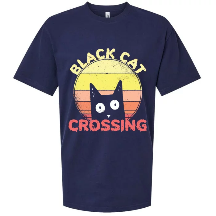 Black Cat Crossing Cute Cat Fan Halloween Gift Sueded Cloud Jersey T-Shirt