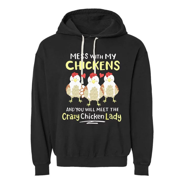 Backyard Crazy Chicken Lady Farmer Garment-Dyed Fleece Hoodie