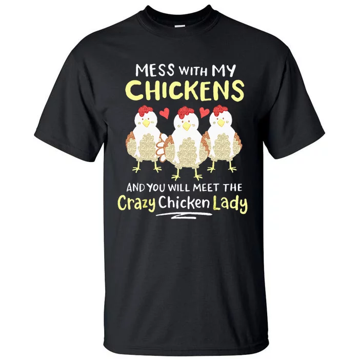 Backyard Crazy Chicken Lady Farmer Tall T-Shirt