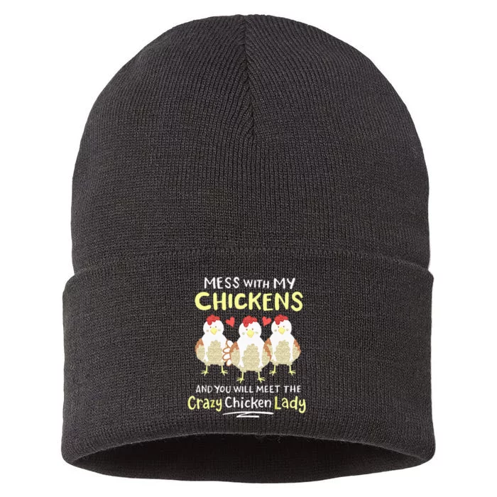 Backyard Crazy Chicken Lady Farmer Sustainable Knit Beanie