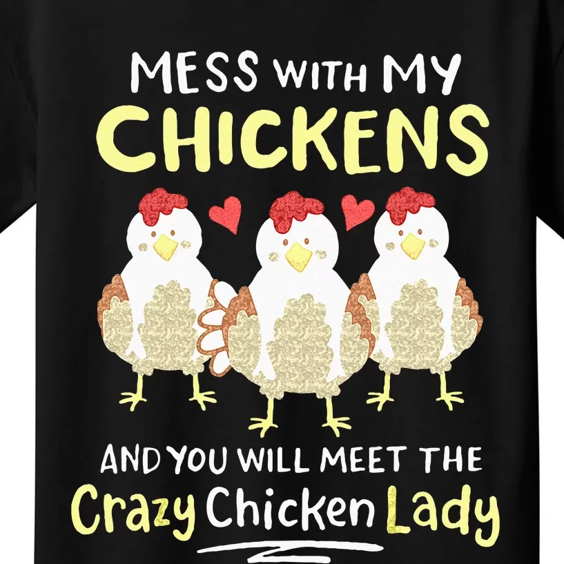 Backyard Crazy Chicken Lady Farmer Kids T-Shirt