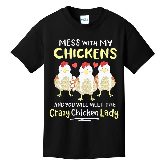 Backyard Crazy Chicken Lady Farmer Kids T-Shirt