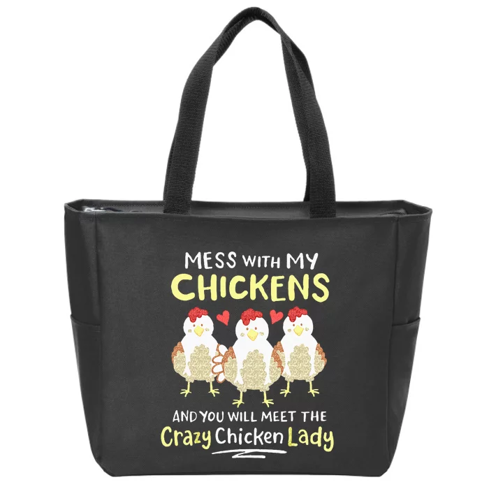 Backyard Crazy Chicken Lady Farmer Zip Tote Bag