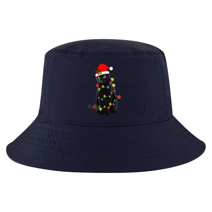 Black Cat Christmas Light Funny Cat Lover Xmas Cats Cool Comfort Performance Bucket Hat