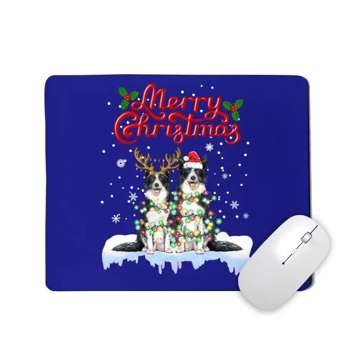 Border Collie Christmas Lights Matching Family Xmas Dog Gift Mousepad