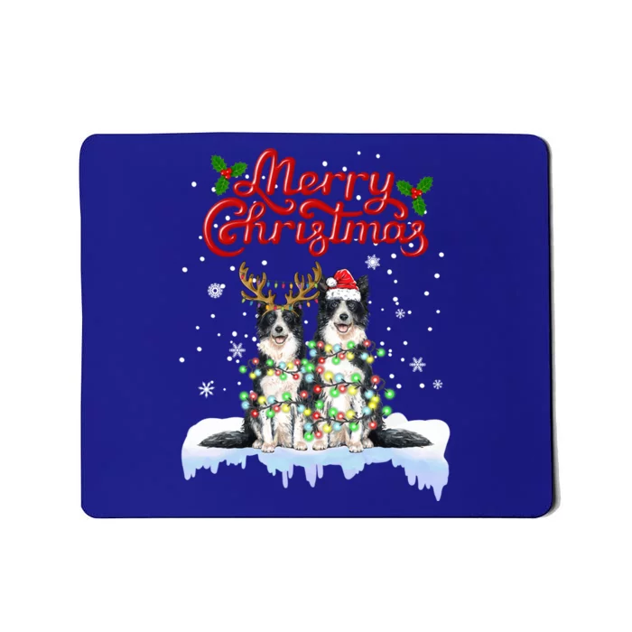 Border Collie Christmas Lights Matching Family Xmas Dog Gift Mousepad