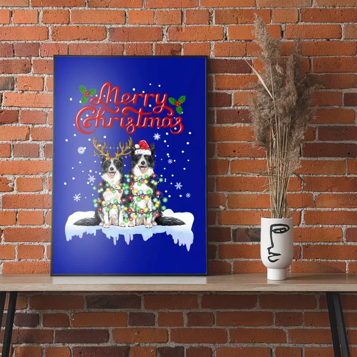 Border Collie Christmas Lights Matching Family Xmas Dog Gift Poster