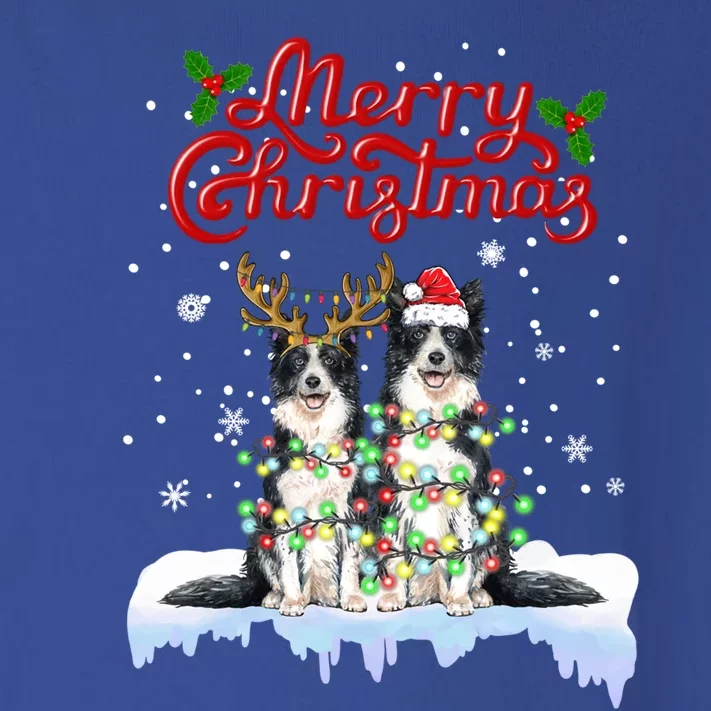 Border Collie Christmas Lights Matching Family Xmas Dog Gift Toddler Long Sleeve Shirt